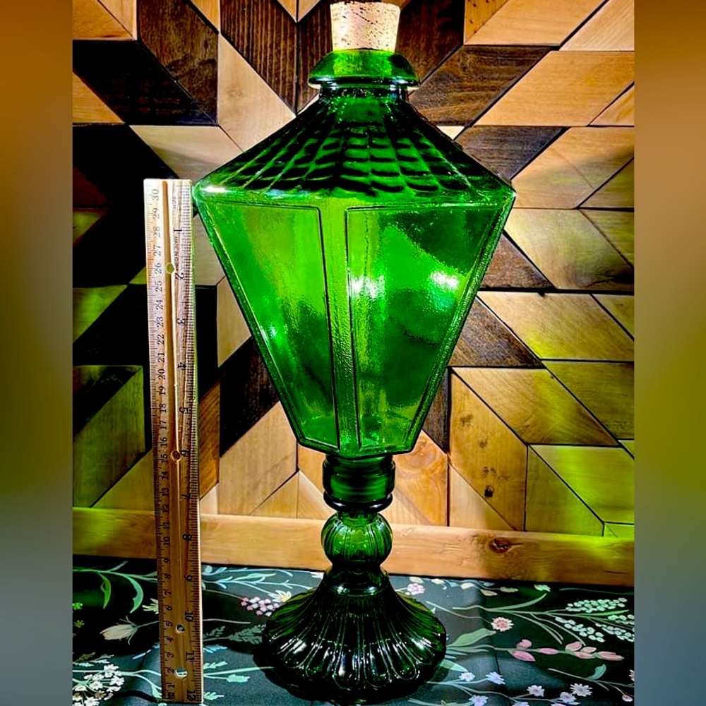 Vintage Italian Green Lamppost Decanter